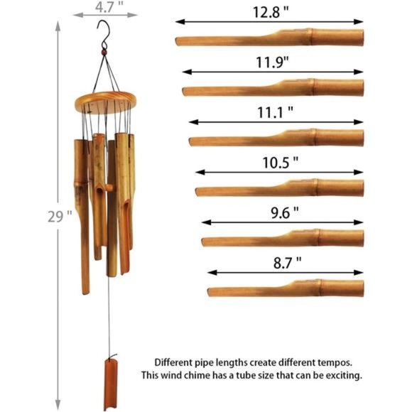 Bamboo Wind Chimes Outdoor Wooden Wind Chime with Amazing Deep Tone for Garden - Picture 2 of 6